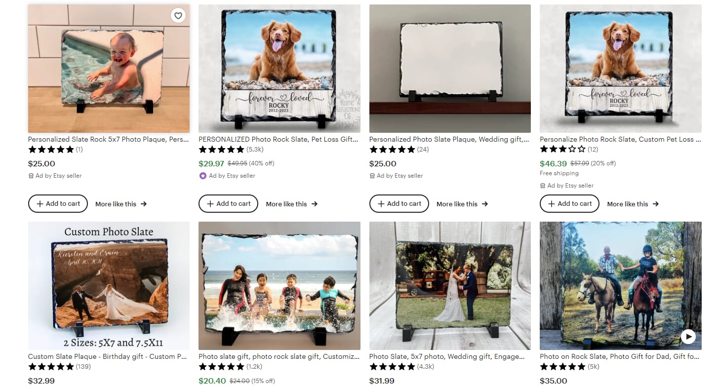 selling price of photo slate plaque on Etsy-2