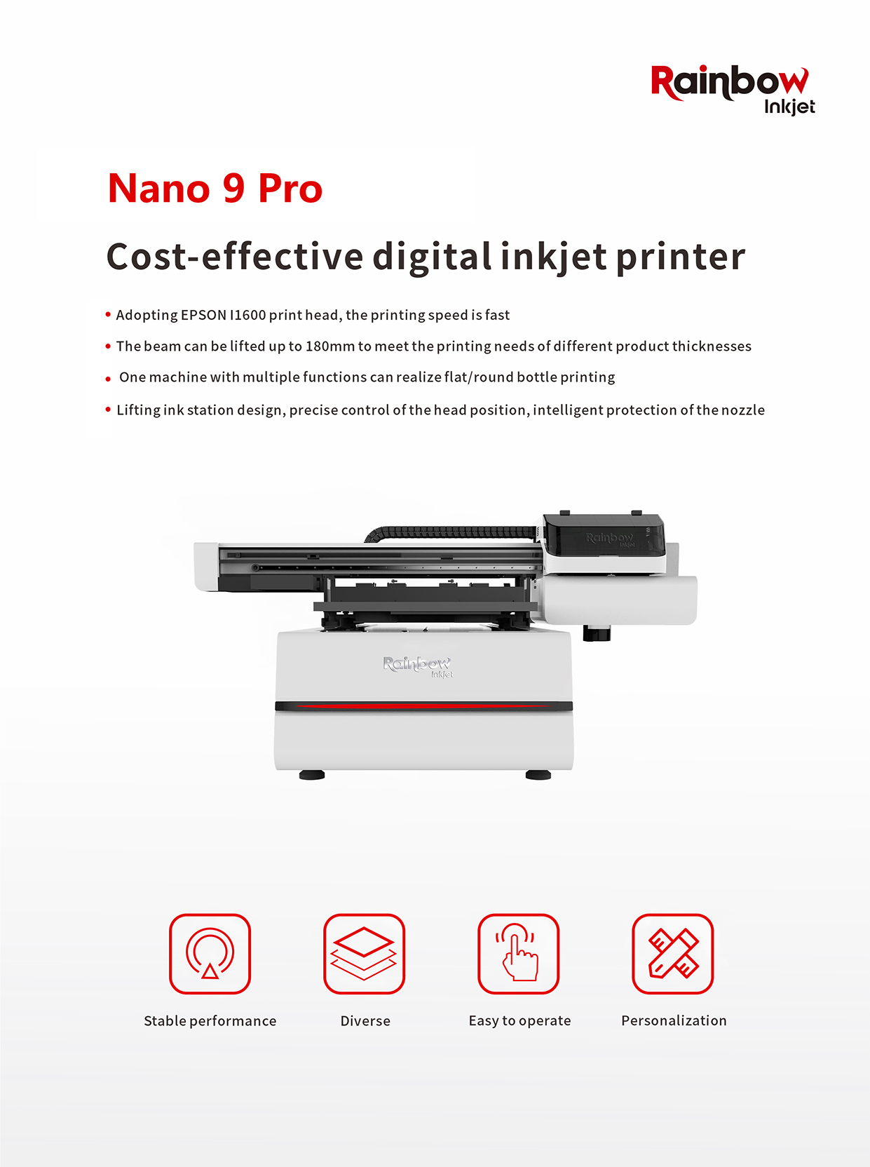 i1600 (1) को साथ nano 9 pro uv फ्ल्याटबेड प्रिन्टर