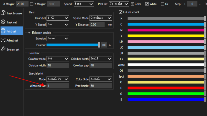 software setting for ada compliant braille printing with uv printer